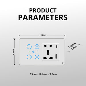 Touch Panel 2 Switch 1 Fan and 1 Socket (White)