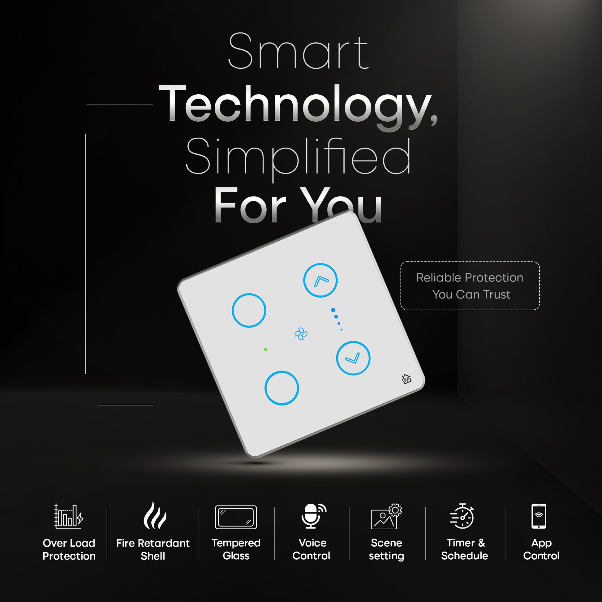 Touch Panel 2 Switch 1 Fan (White)