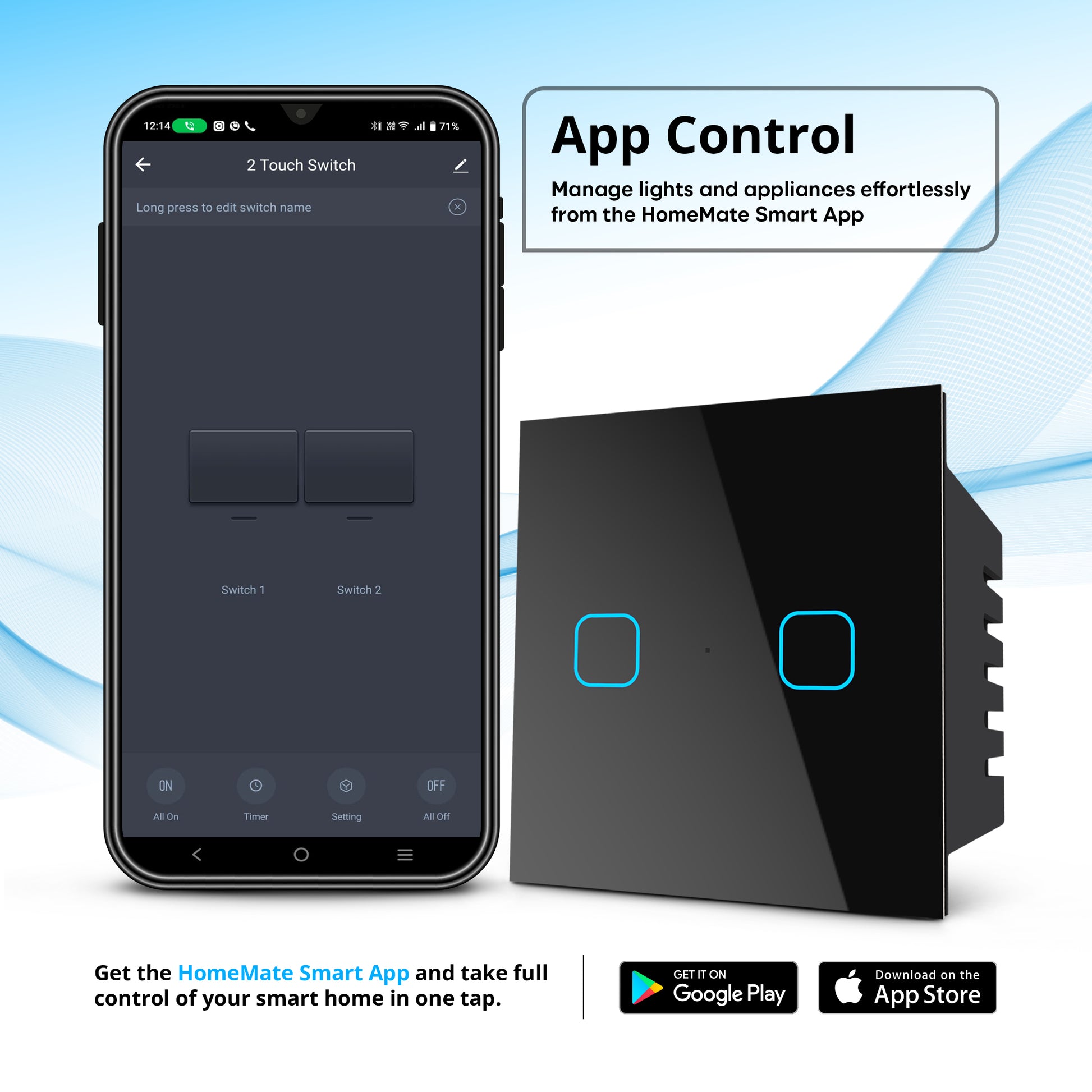 2 Gang Smart Touch Switch