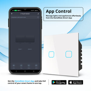 2 Gang Smart Touch Switch White