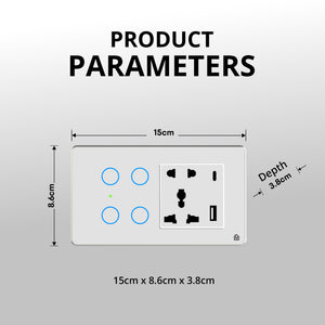 Touch Panel 4 Switch 1 Socket (White)
