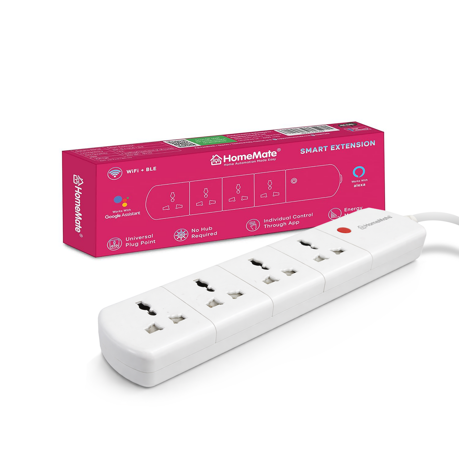 WiFi + BLE Smart Power Strip Extension 4 Outlet