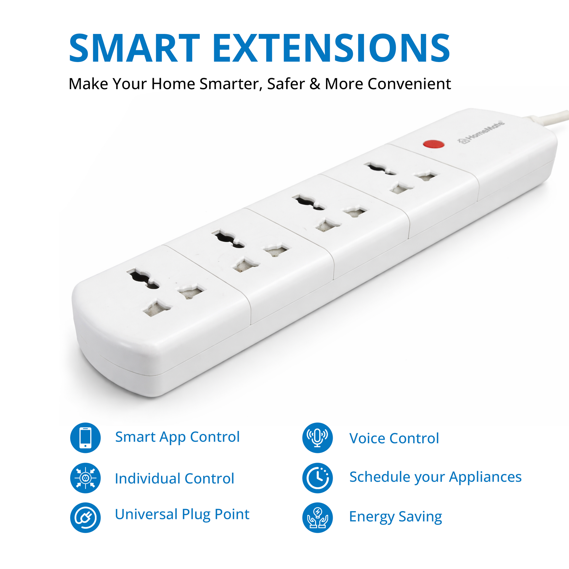 WiFi + BLE Smart Power Strip Extension 4 Outlet